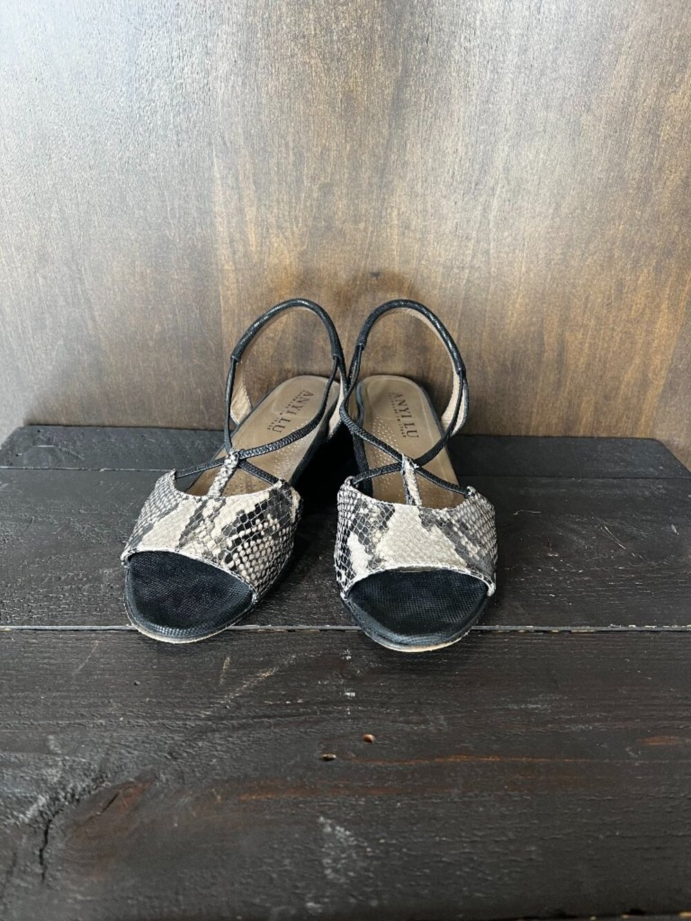 Anyi Lu Snake Print Wedge Sandal
